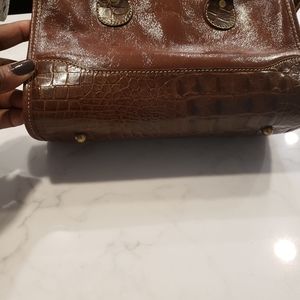 Brahmin Vintage Leather Brown Croc Handbag Doctor Bag